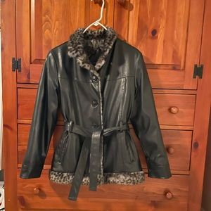 1990s Vintage Andy Johns Girl’s Faux Leather Coat, size Large